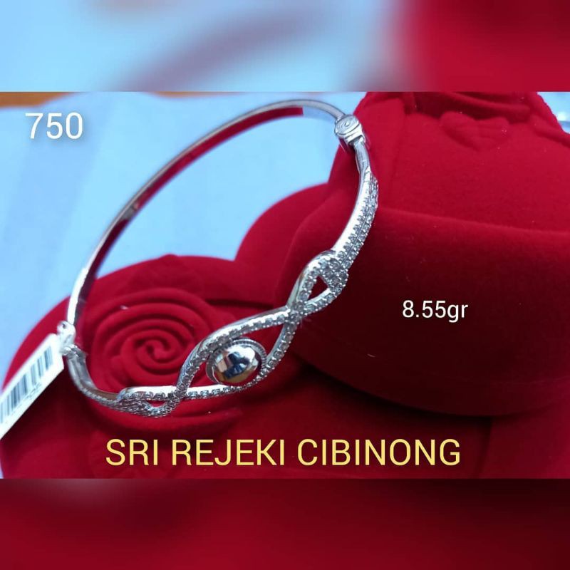 Gelang oval mas putih mata putih full 750