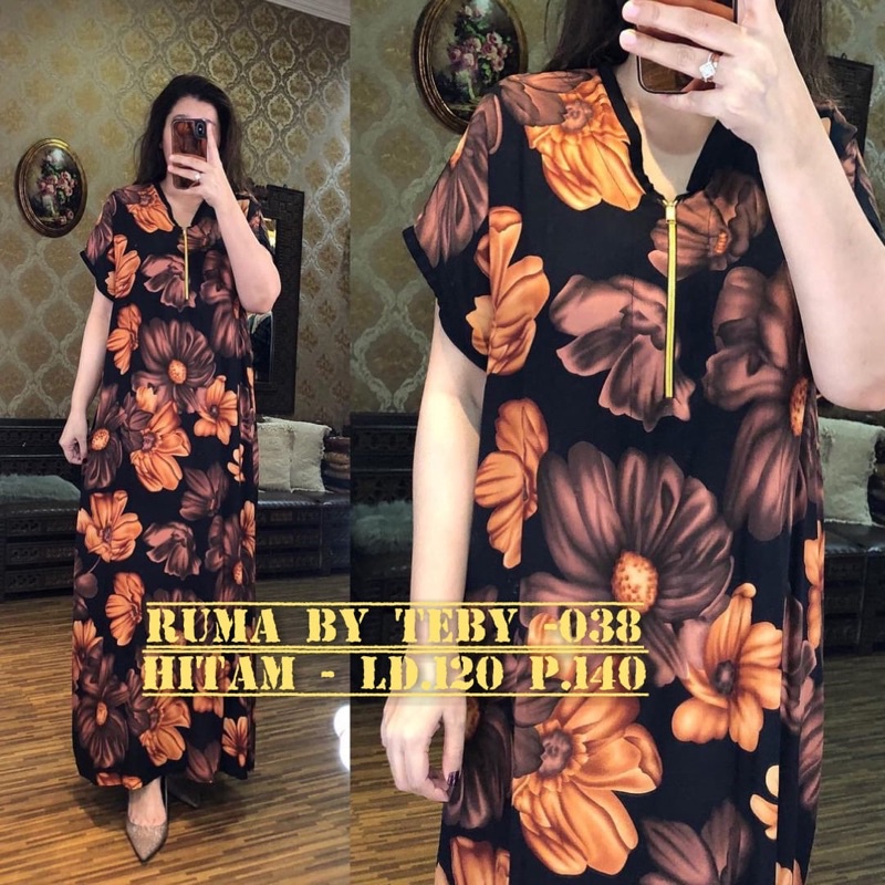 Daster Arab TEBY RUMA Series Dress Rayon Super Originanal Best Seller-Hitam Code 38