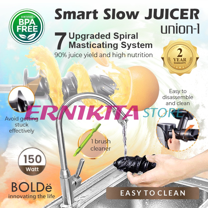 BOLDe SMART SLOW JUICER UNION 1 - Pengekstrak Alami Buah Sayur