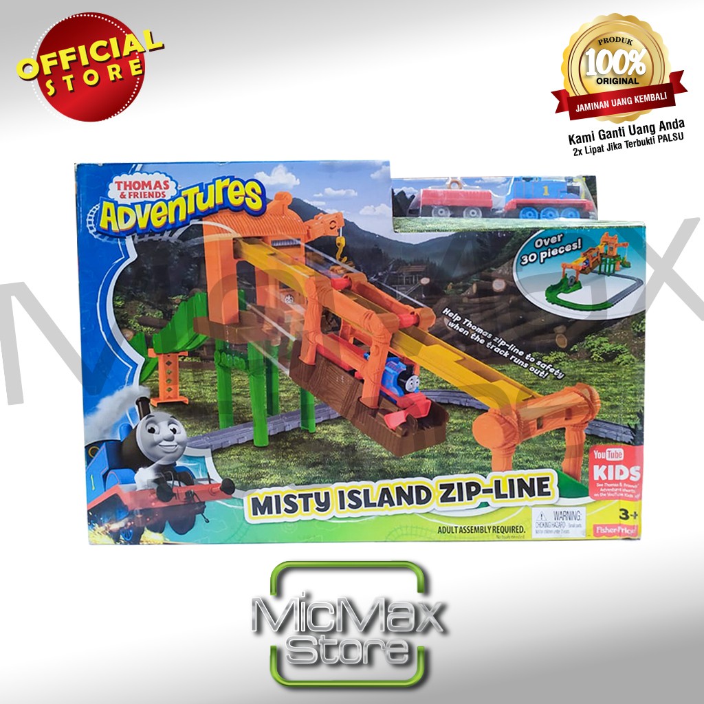 Thomas And Friends Adventures Misty Island Zip-Line Mainan Original Asli
