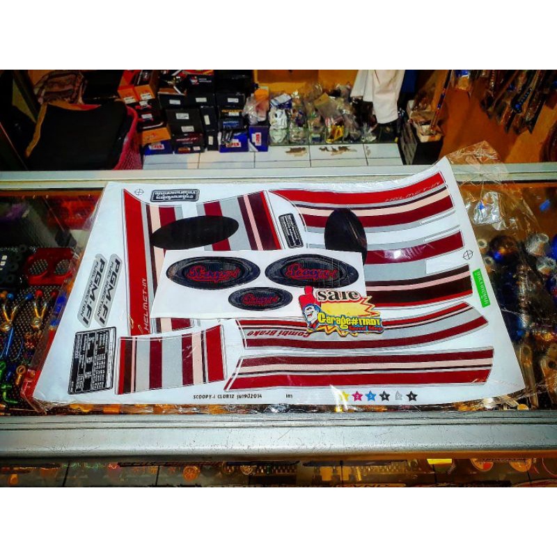 Striping Sticker Honda Scoopy i Club 12 2014 PGM FI Merah Hitam Bahan Kodak Papper Product Thailand
