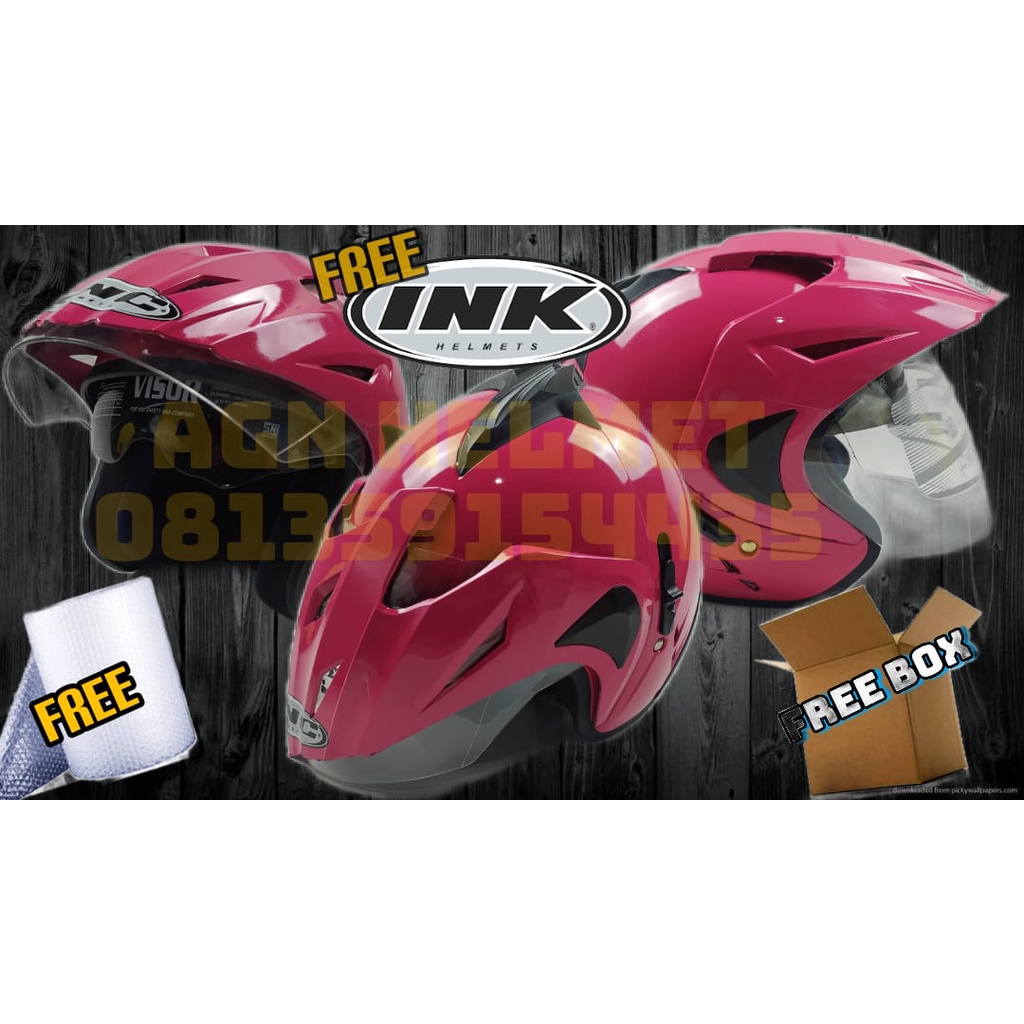 INK HELM MODEL INK JP8 DOUBLE VISOR PINK KW bukan cargloss,bogo,kyt