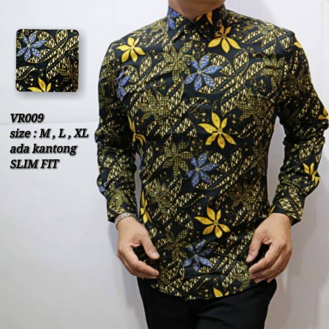 VR009 kemeja batik slimfit kemeja pria modern