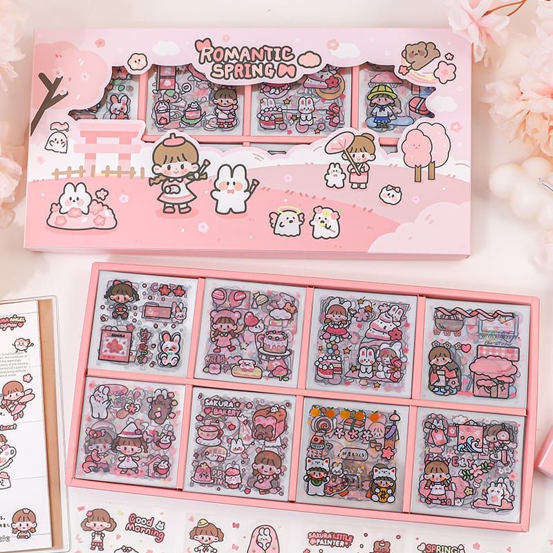 

1 Box / 200 Lembar Sticker Anak Aesthetic Dekor Anti AIR/PET Tumblr / Sticker PVC / Case HP / Jurnal / Diary / ROMANTIC SPRING