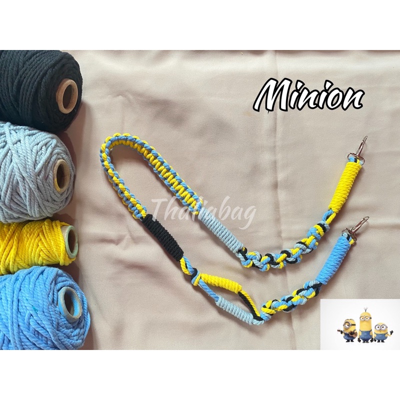 READY STOK STRAP BAG MACRAME MINION BY THALIABAG// TALI TAS MURAH // HANDMADE// SHOULDERBAG // SLINGBAG // MACRAME// KEYCHAIN //