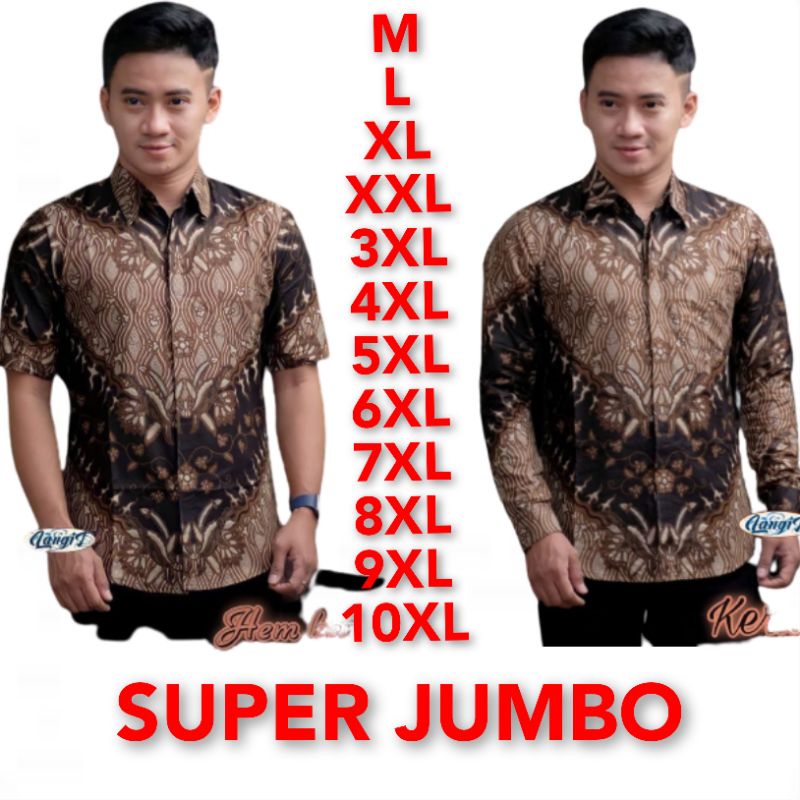 baju batik  kemeja pria jumbo M L XL XXL Motif keris coklat
