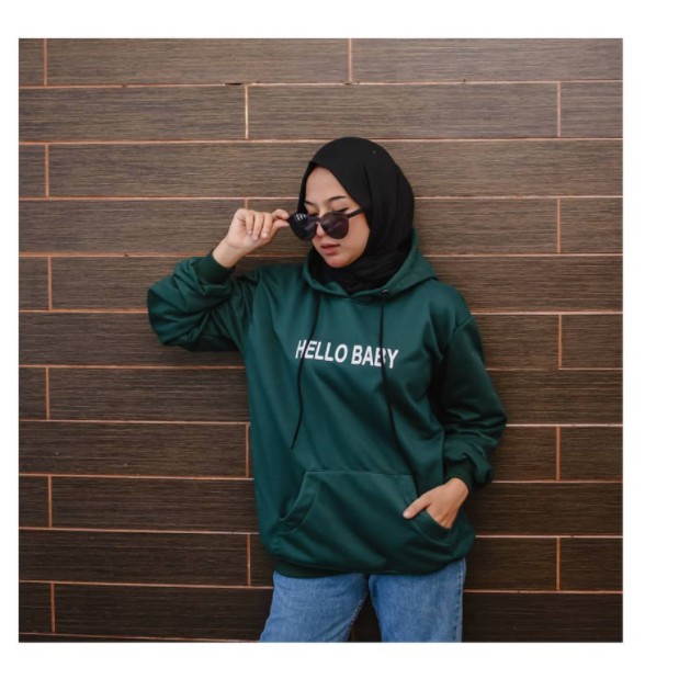 HOODIE UNISEX HELLO BABY TEBAL FLEECE PREMIUM TERBARU,