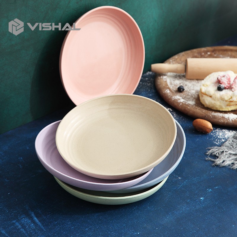 VISHAL Piring Makan Wheat Straw Dinner Plate Set 4pcs Set Piring Makan Wheat Straw Dinner Plate VS19