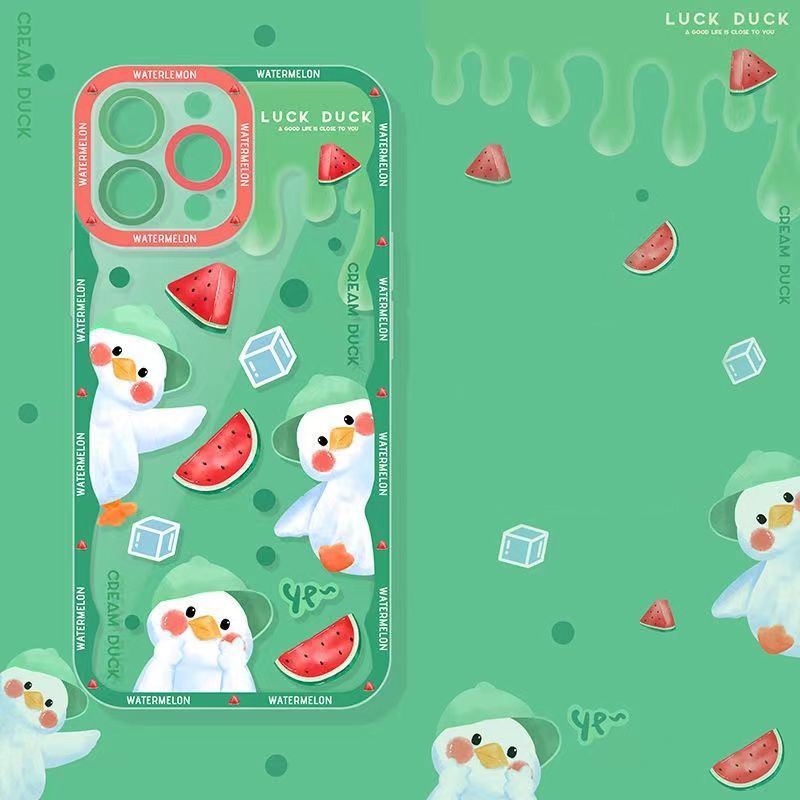 Soft Case Silikon TPU Transparan Motif Bebek Untuk IPhone 14 13 12 11 Pro X XR XS Max SE 6 6S 7 8 Plus