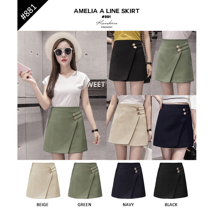 Amelia A Line Skirt(#881)/Rok pendek/Rok kerja/Rok mini/model baru