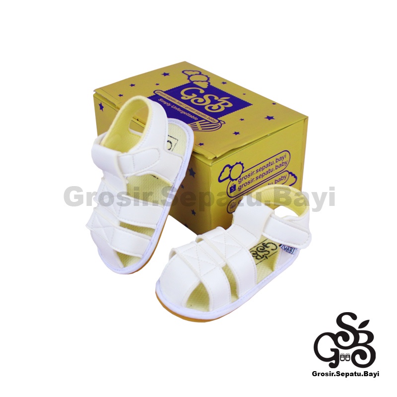 sendal bayi sepatu bayi sandal bayi  laki laki perempuan prewalker bayi  umur 2 - 12 bulan model casual S04 polos PUTIH ringan fleksibel &amp; Anti Slip