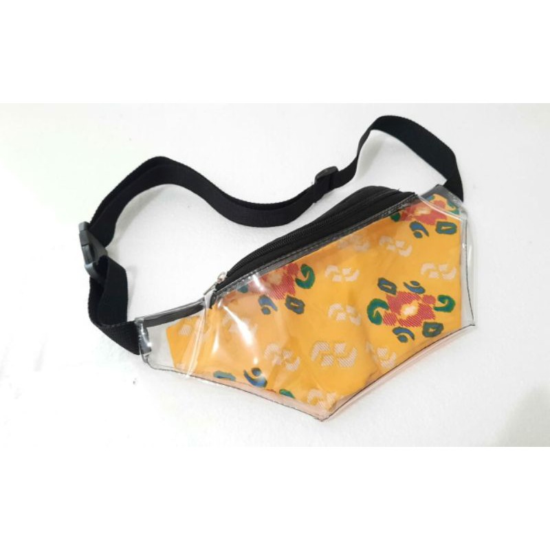 waist bag transparant motif batik tenun donggala / waistbag unik/ tas unik / kain motif tenun