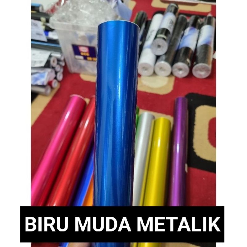 STICKER BIRU MUDA METALIK STICKER BIRU MUDA CANDY STICKER BIRU METALIK CANDY GLOSSY SKOTLET BIRU MET