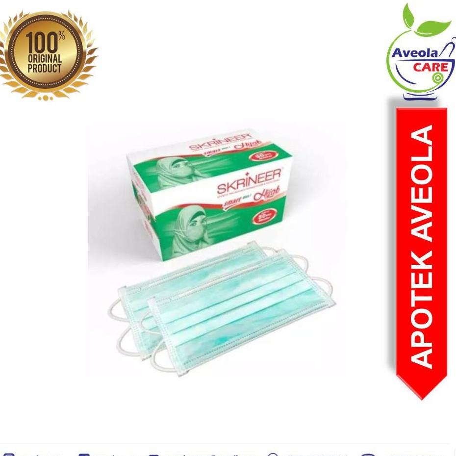 Masker Medis Hijab Skrineer 3 Ply isi 50 Lembar - Produk Original