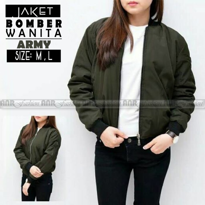 Jaket Pilot Bomber Polos Wanita Murah Berkualitas Grosir Promo - Hitam / Navy / Maroon / Hijau Army