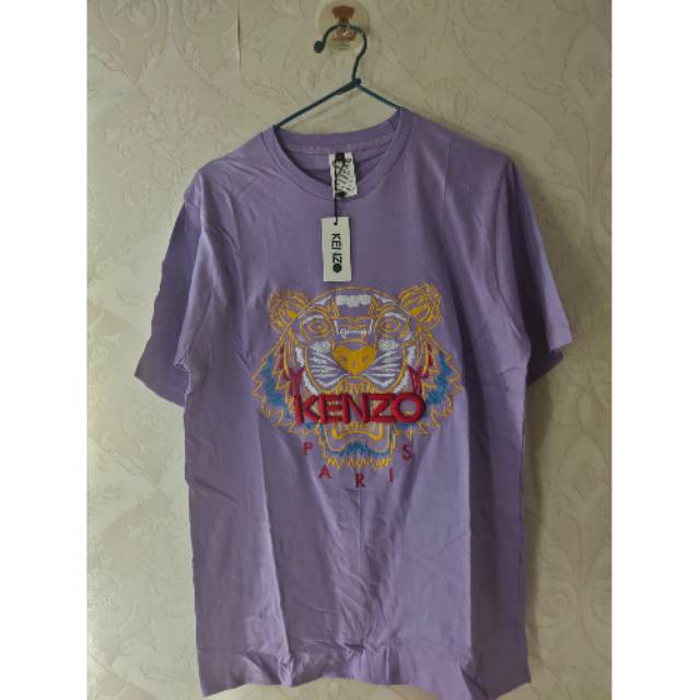 Kaos branded kenzo premium bordir ungu muda jumbo bigsize big size