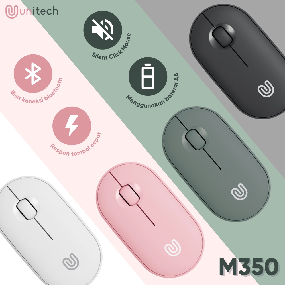 Mouse Unitech Bluetooth - Mouse Wireless Silent Ultra Slim Portable Macaron Series 1200DPI