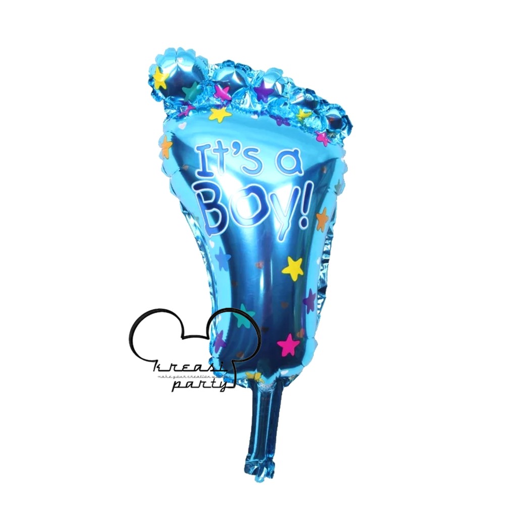 Balon Baby Foot Boy Mini / Balon Baby Boy / Balon Foil Baby Foot Biru