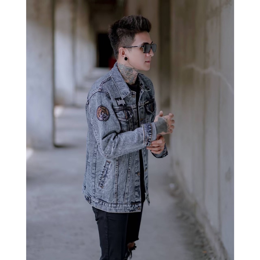 FREE ONGKIR - ORIGINAL THE BOJIEL JAKET JEANS TERBARU SANDWASH PRIA BORDIR SOFT JEANS TEBAL LEMBUT MANTAP PREMIUM-jeans bjl bordir 3