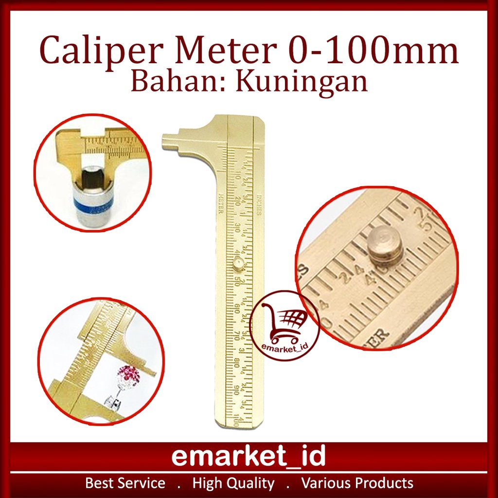 

Baru Caliper Meter Bahan Kuningan 0-100Mm / Jangka Sorong Vernier Sigmat / Pengukur Sketmat Mini