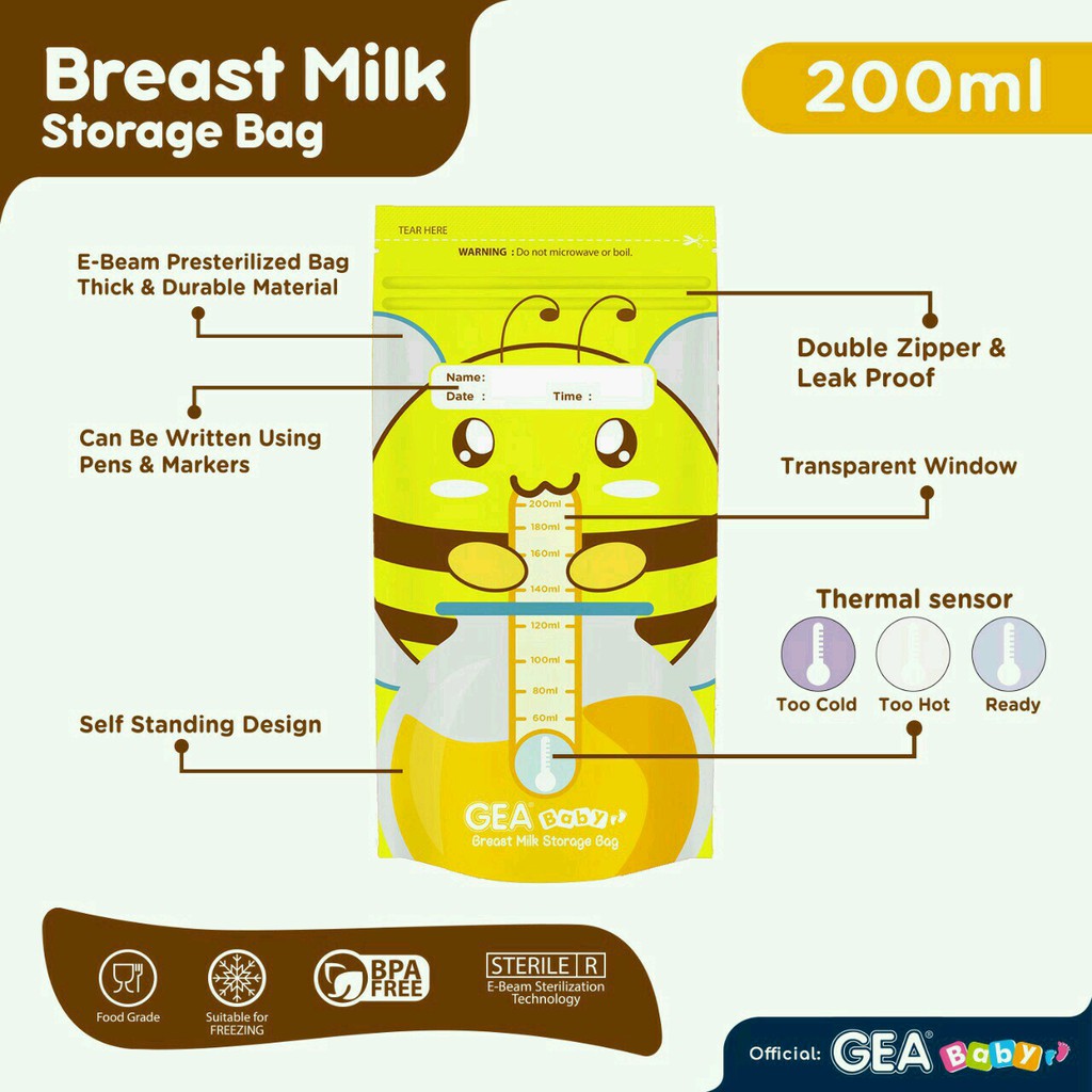 GEA Baby Kantong Asi 200ml / ASI bag / GEABABY Breastmilk Storage Bandung