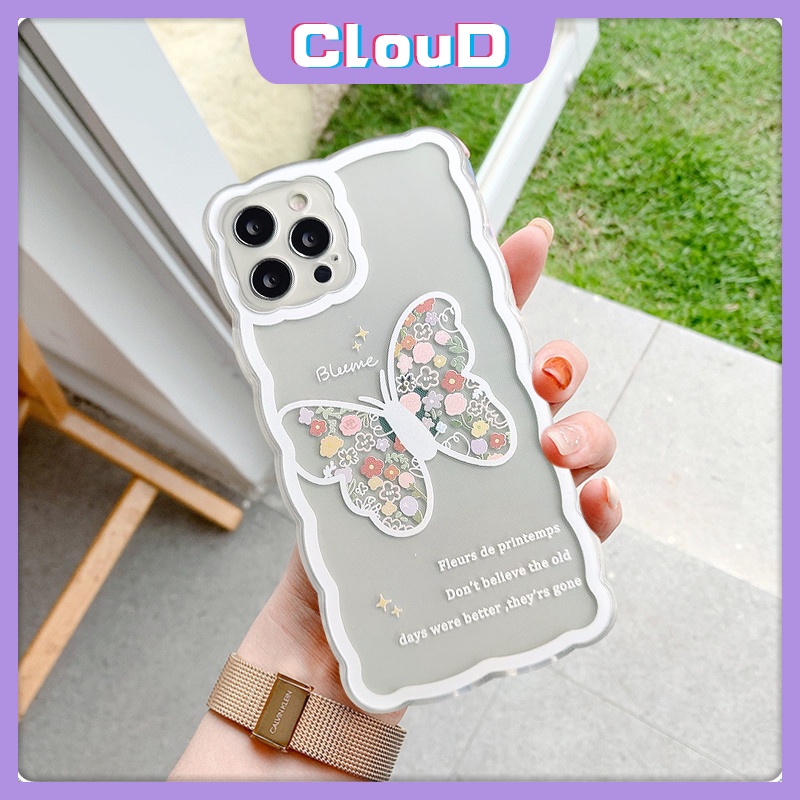 Soft Case Tpu Shockproof Motif Bunga Kupu-Kupu Untuk iPhone 11 Pro Max X XS Max 12 Pro XR 8Plus 7Plus 13 Pro Max Butterfly