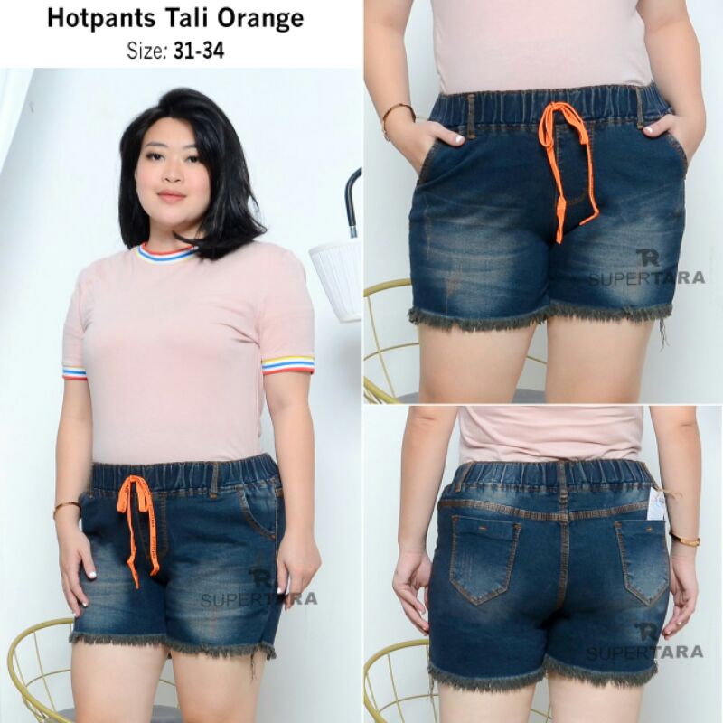 HP HOTPANTS SUPER TARA RUMBAI KAKI KARET KELILING JUMBO JEANS