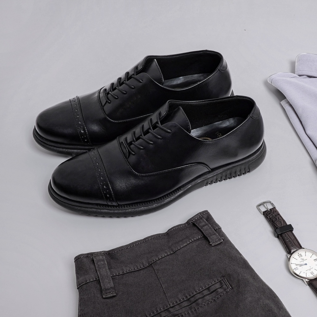 Einstein Black (Kulit Asli) - Sepatu Pantofel Pria Kulit Asli Formal Kerja Kantor Kuliah Casual Tali Pantopel Cowok Pria Oxford Pantofel Hitam Pria