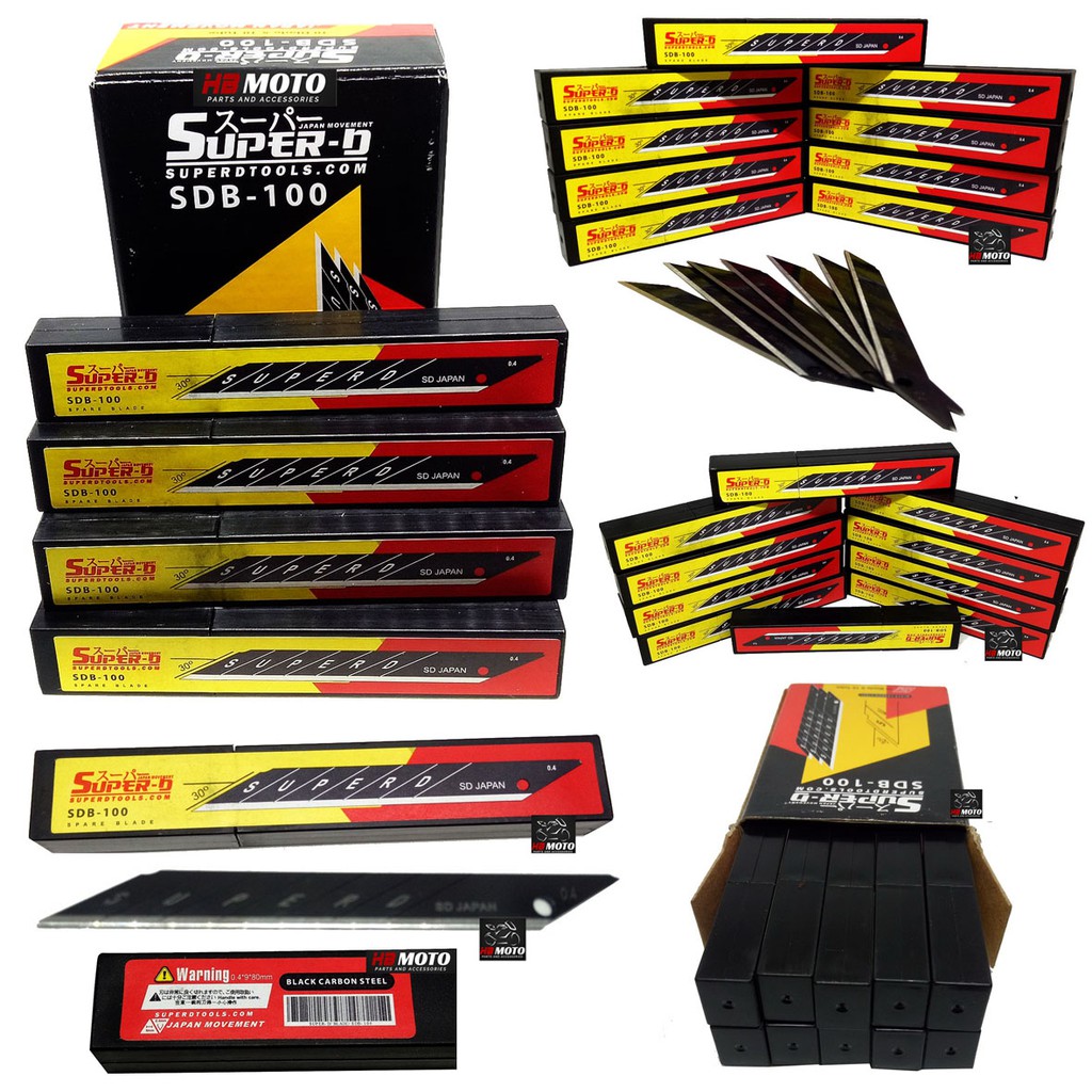 

1 Pack Isi 10 Pcs SUPER-D Japan SDB-100 Black Carbon Cutter Spare Blade Isi Cutter Tube