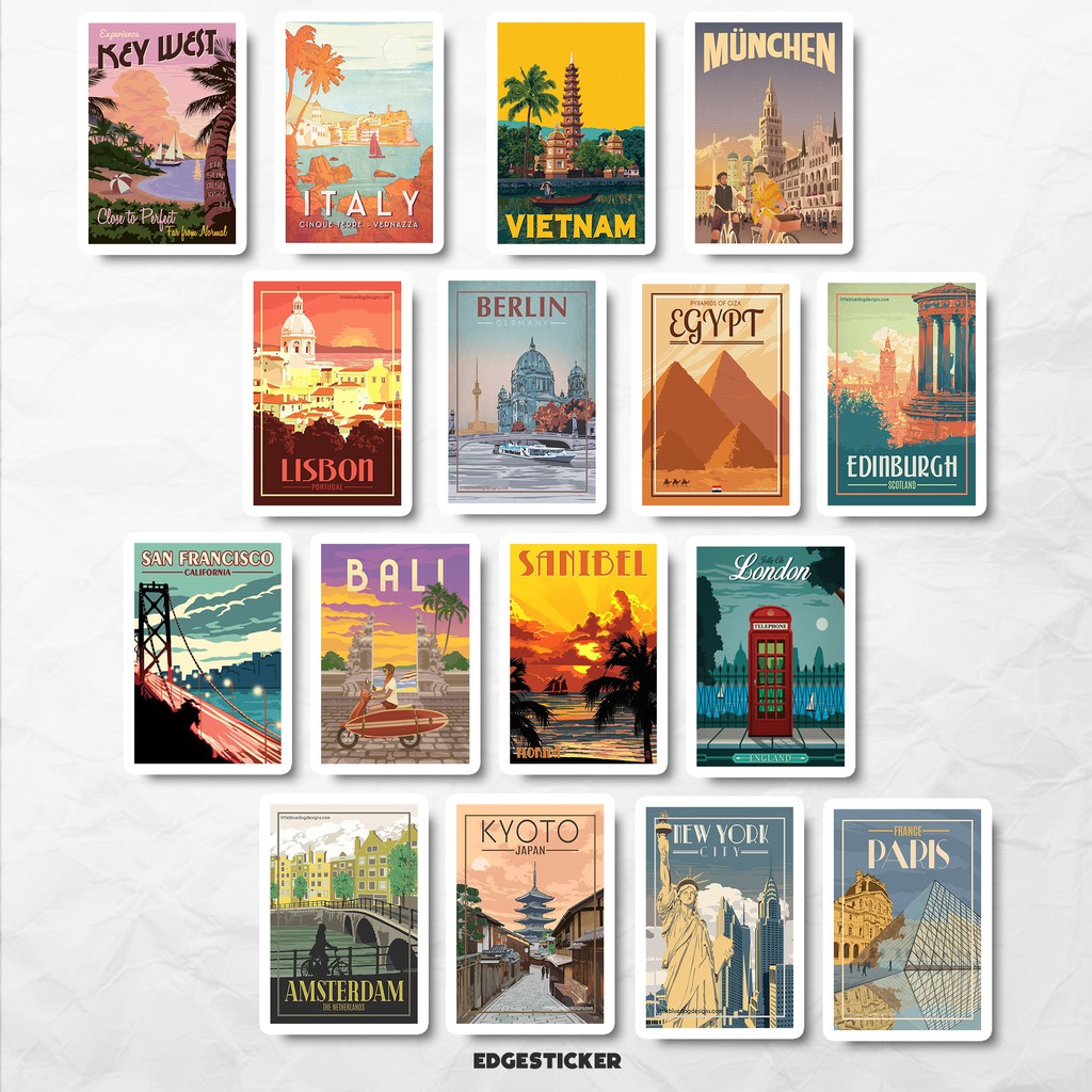

16pcs VINTAGE Sticker Aesthetic Tumblr Poster Suitcase Koper
