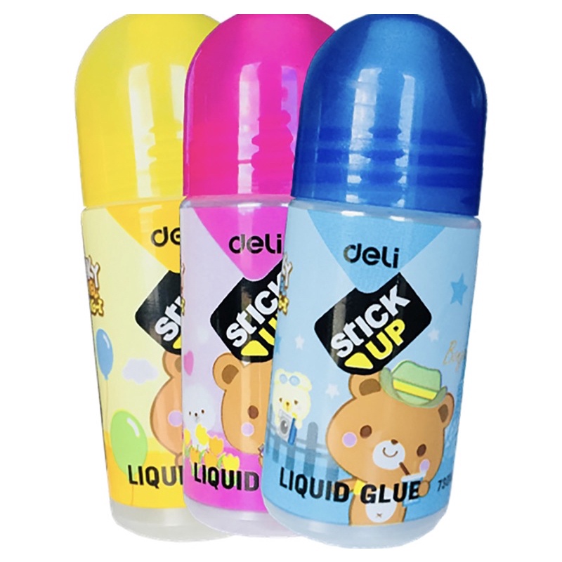 Deli Lem Cair Liquid Glue 35ml Transparen Lem Cair Anak Sekolah Gambar Kartun