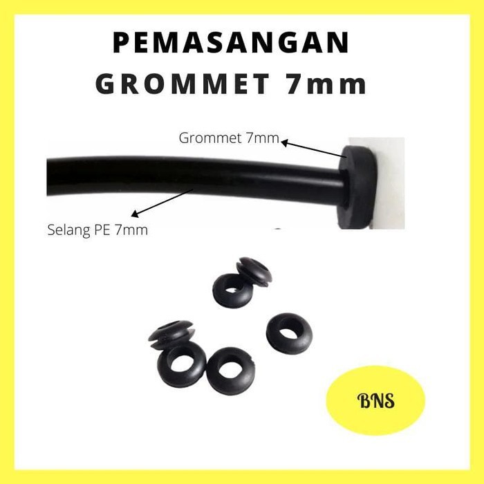 Karet Grommet Ukuran 7 mm 7mm Untuk Selang PU PE PVC Warna Hitam