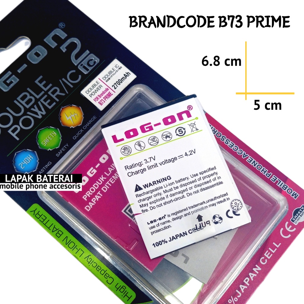LOG - ON Baterai Brandcode B73 Prime Double IC Protection Battery Batre