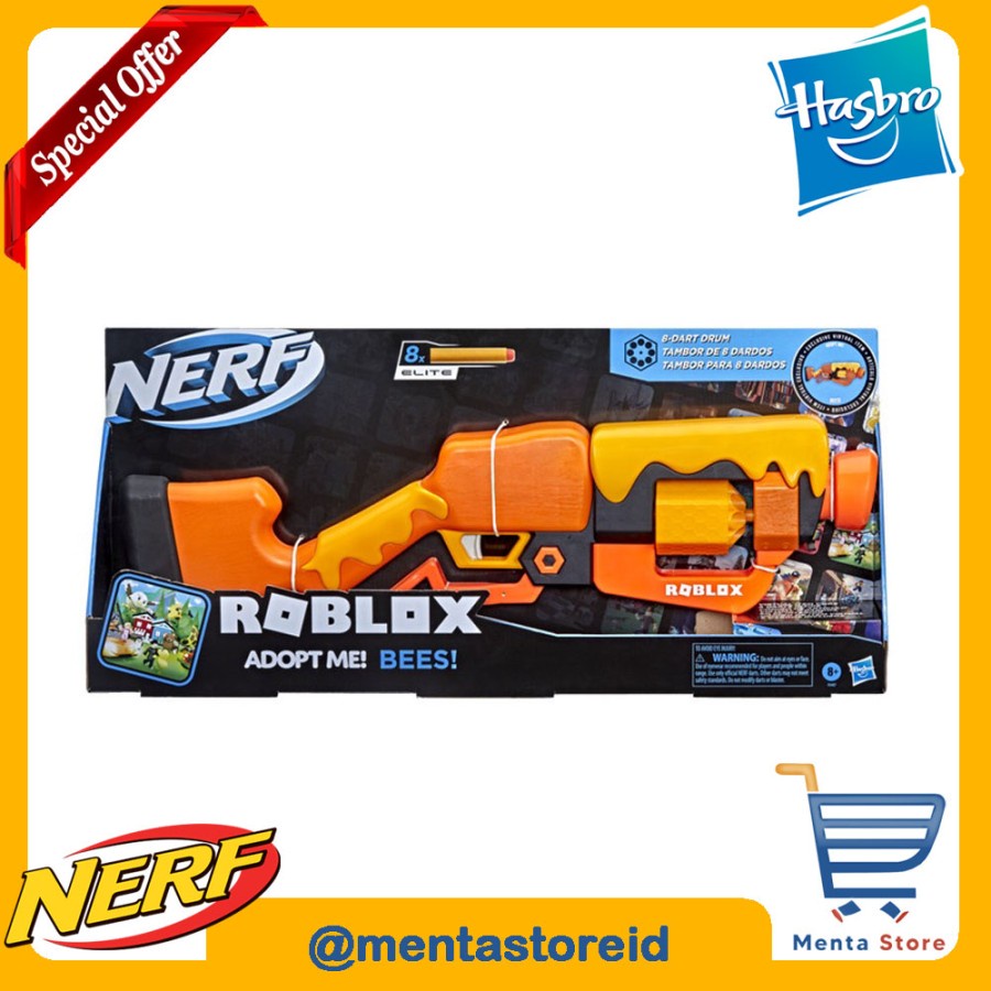 NERF Roblox Adopt Me Bees Blaster Free 8 Darts Original Hasbro Mainan