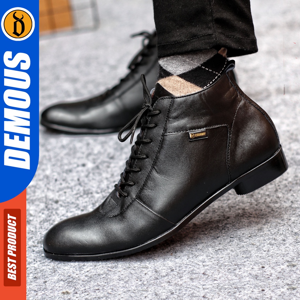 Sepatu Pantofel Pria Sepatu Formal Pria Kulit Asli Tali Sepatu Pantopel Hitam Kerja Kantor DEMOUS MAX