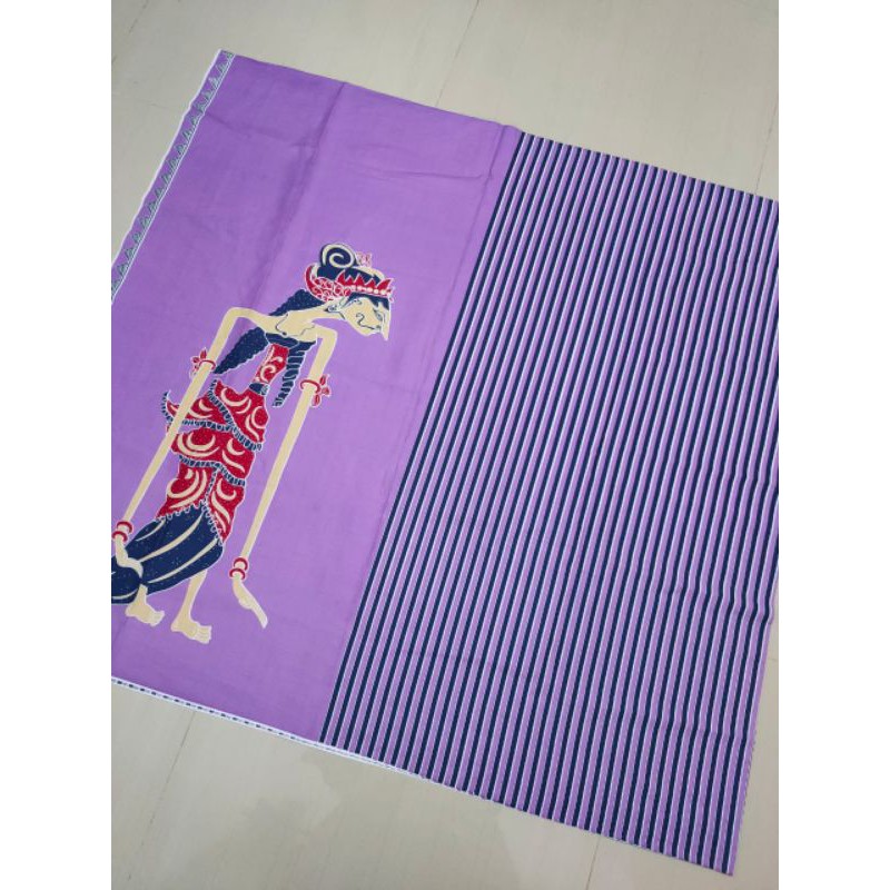 Kain Batik Solo etnik  motif wayang warna lilac