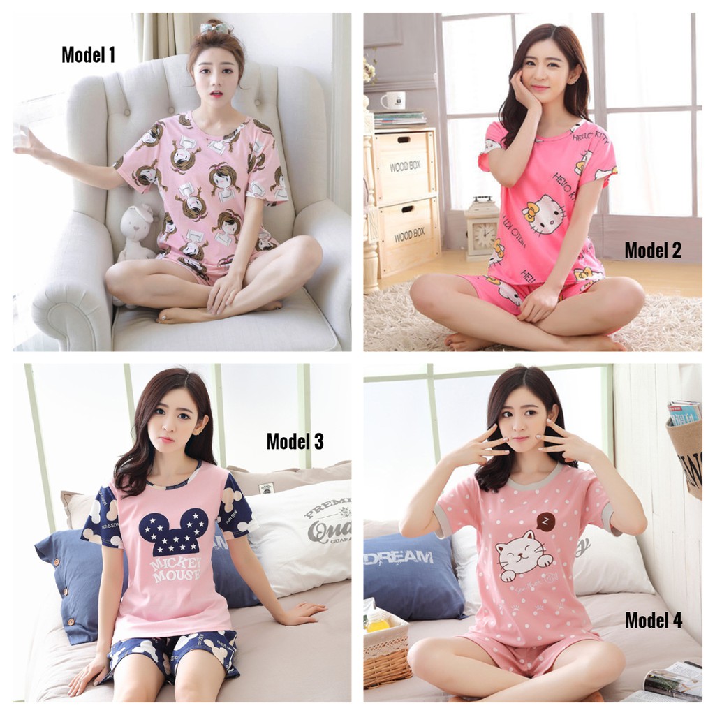 [ OBRAL / SALE  / TERMURAH ]Baju fashion tidur piyama wanita cewek bahan import murah BTB001-1