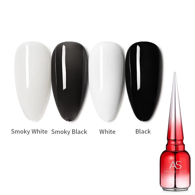 AS NAIL CLASSIC WHITE &amp; BLACK NAIL UV GEL POLISH 15ml