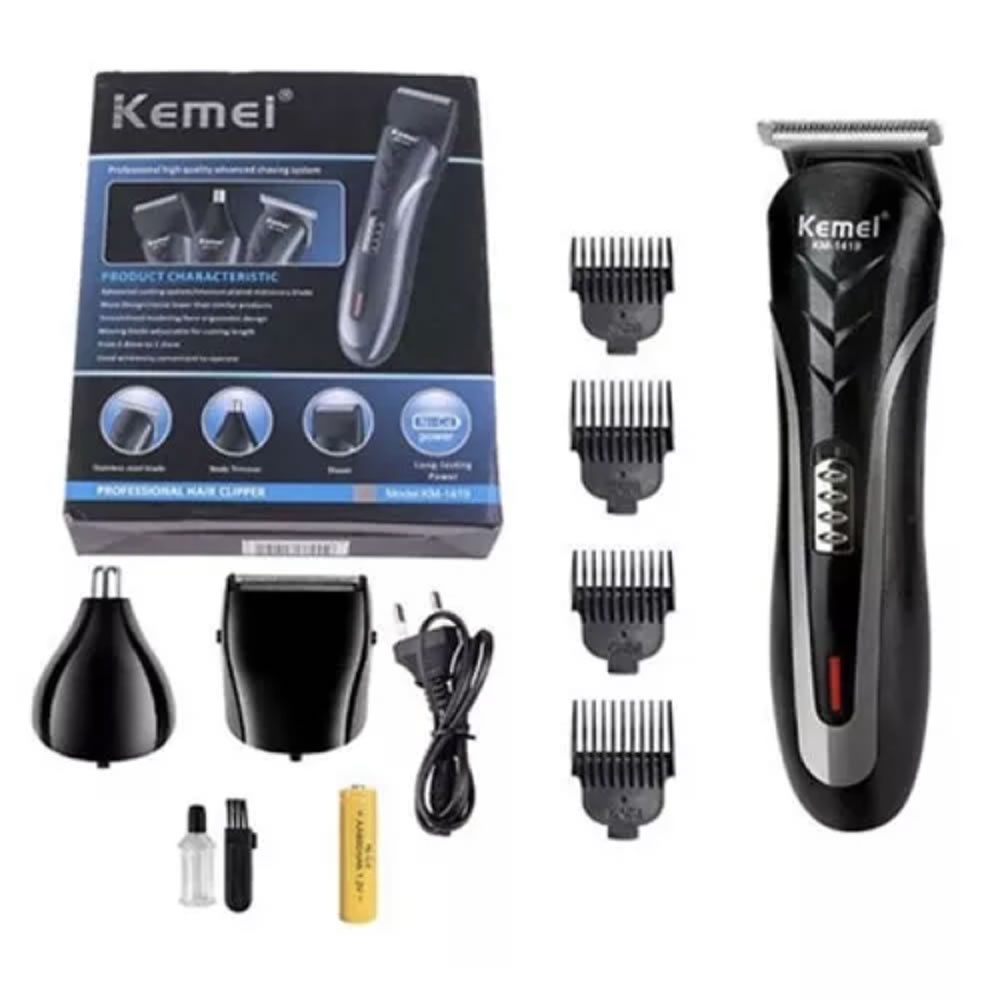 Kemei KM-1419 Alat Cukur Rambut Elektrik Portable Mesin Cukuran Set Pencukur Kumis Jenggot Razor Trimmer Hair Clipper Rechargeable