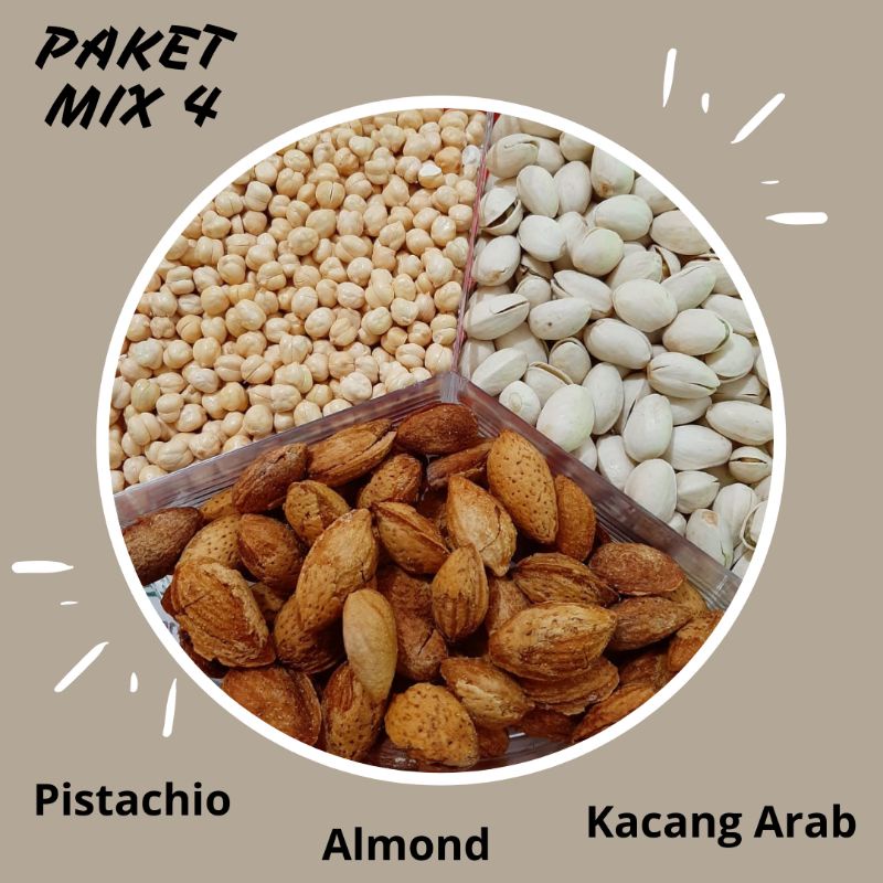 

PAKET HAMPERS MURAH 150 RIBUAN Pistachio Almond Kacang Arab PAKET MIX 4