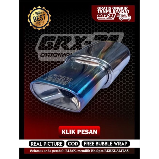 KNALPOT MOBIL HKS KOTAK BLUE FULL STAINLESS SUARA BASS BULAT UNIVERSAL MUFFLER AGYA BRIO JAZZ  DLL