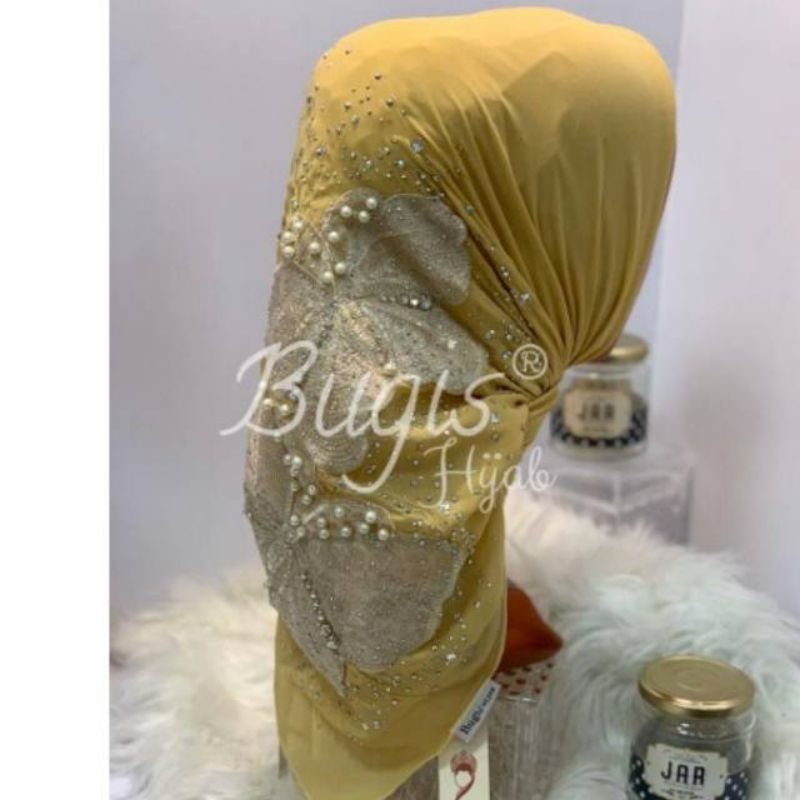 hijab segi empat swarosky mewah model kupu kupu /BUGIS