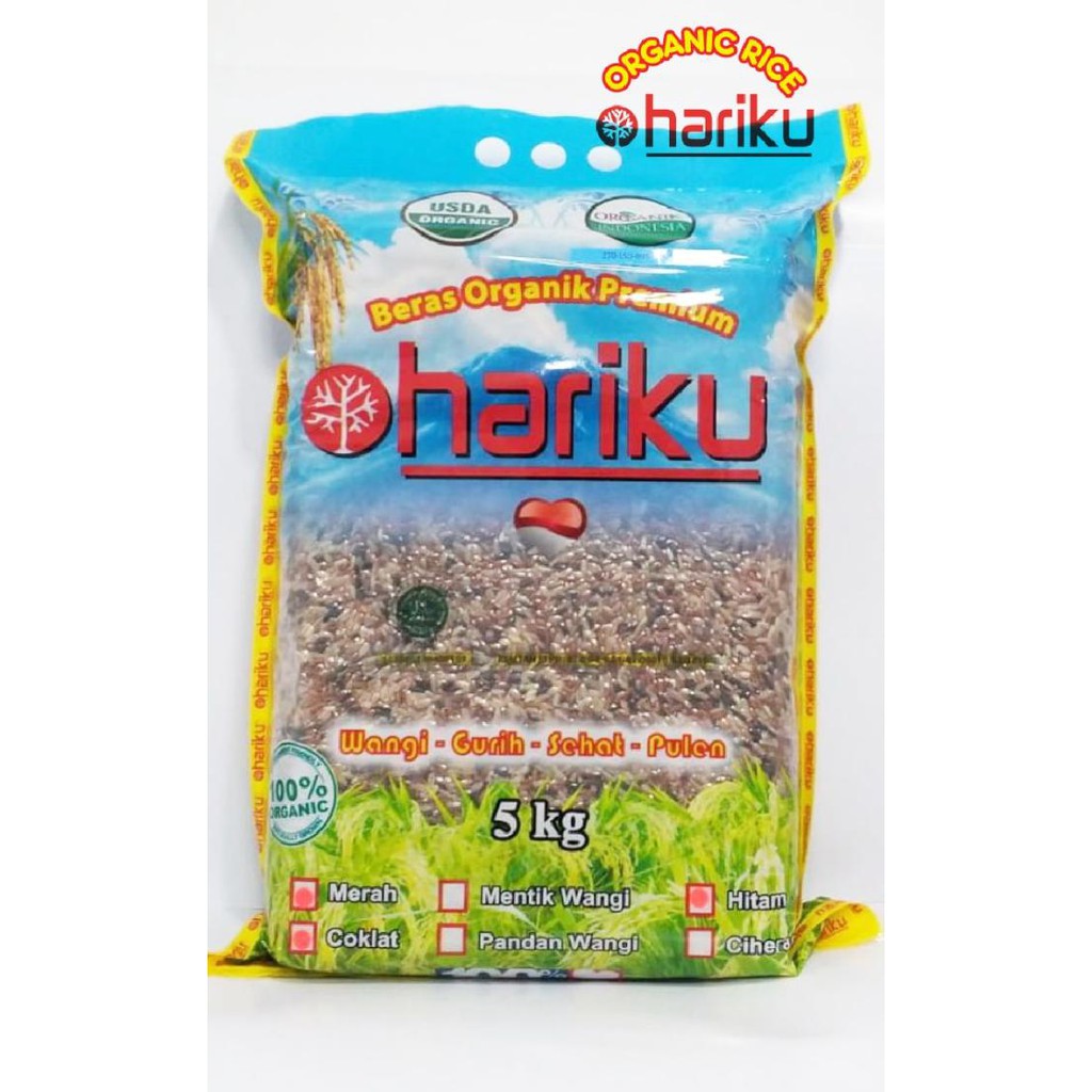 

Beras Mix (Merah-Coklat-Hitam) Organik Hariku 5 kg