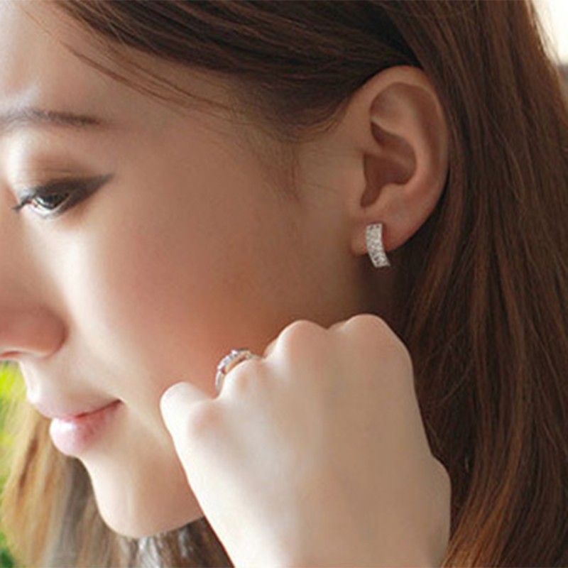 925 anting perak sterling anting-anting wanita dengan perhiasan fashion berlian