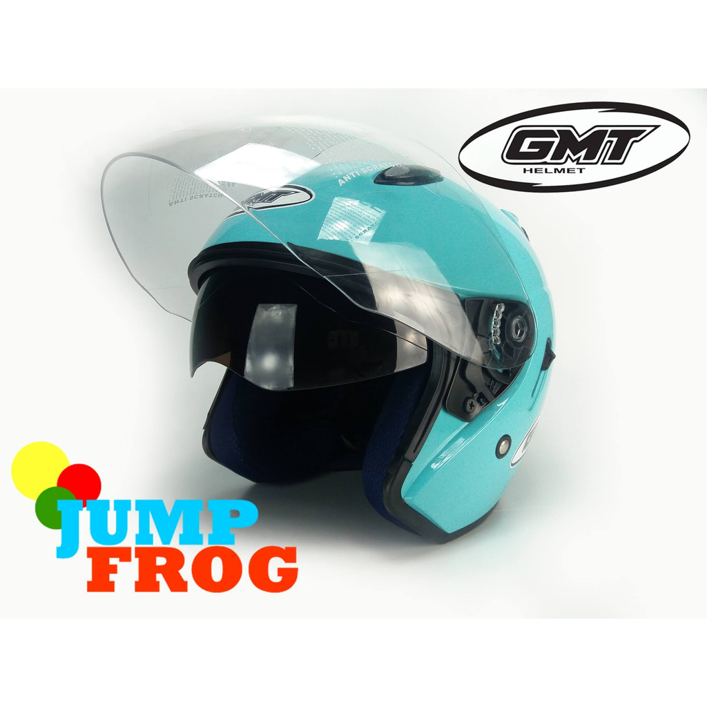 helm wanita half face kualitas ink centro kyt dj maru original gmt solid warna cyan blue