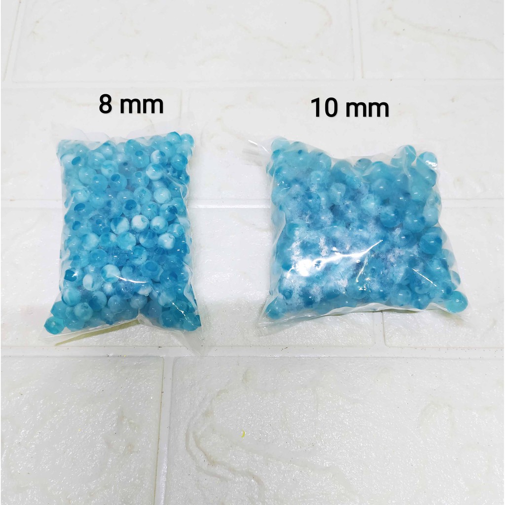 (100gram) Mote Marmer Biru Aqua Mote Bulat Bahan Kerajinan DIY