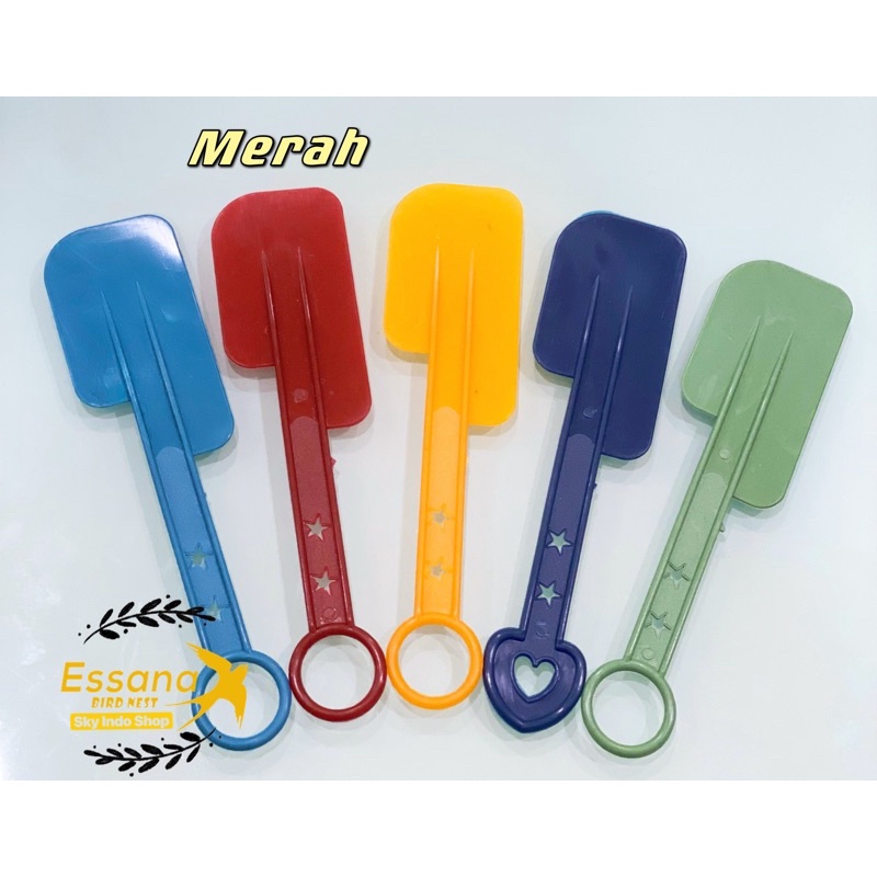 Gelas Minum Plastik _Piring Makan Bulat Plastik _Mangkok Makan Bulat Bakso Plastik_Sendok Makan Plastik_Terlaris Termurah Berkualitas ( 1pcs ) claris-Sendok cabe merah