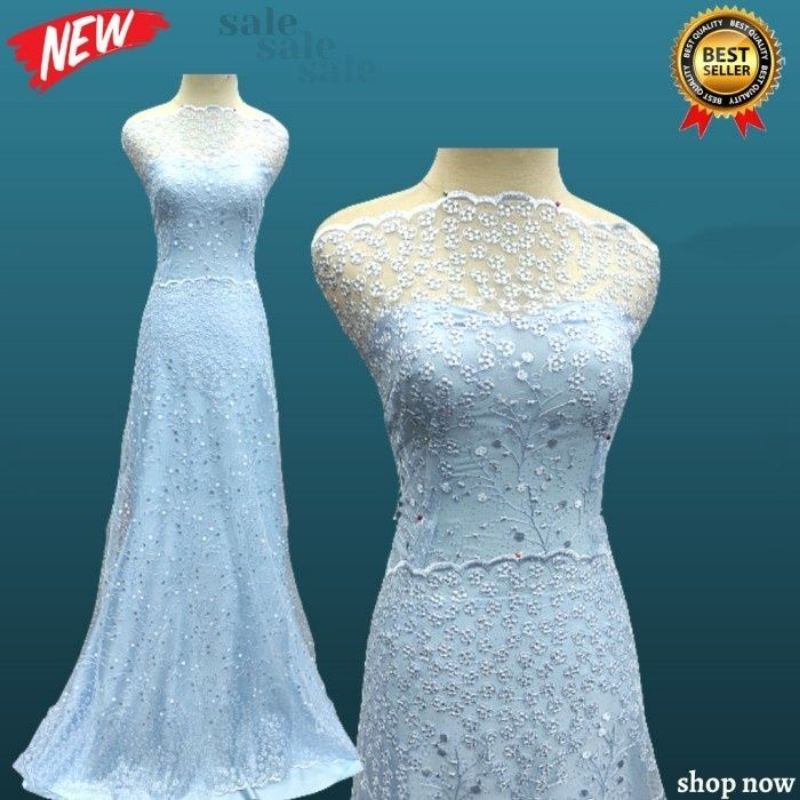 Promo 12.12 Sale Kain Brokat Tile Bordir Motif Sakura. Tulle Brukat Bordir. Burkat