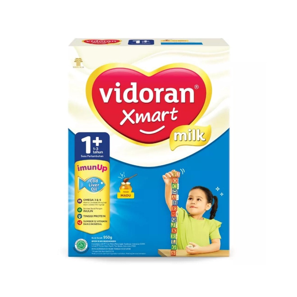 Vidoran Xmart 1+Vanilla/Madu 925 gram - Expired Date 100% Aman - Susu Pertumbuhan 1-3