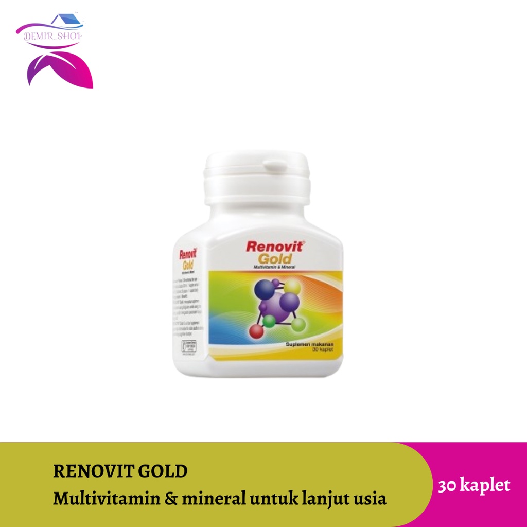 Renovit Gold Multivitamin &amp; Mineral 30 Kaplet Usia 50+ / Suplemen Usia Lanjut